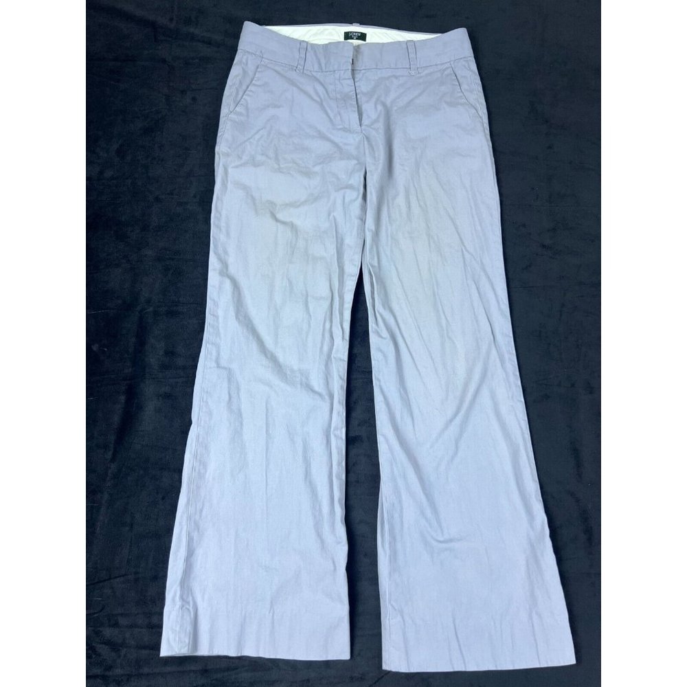 J Crew Womens City Fit Stretch Gray Wide Leg Flare Dress Work Pants Size 4S